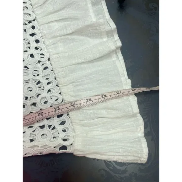 Mahina Lace Inlet Wide Leg Ruffle Trim Beach Lounge Pants White Size Large - Picture 7 of 11